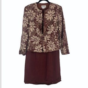 3for$30🛍 Vintage Adrianna Papell Silk Dress & Jacket 10